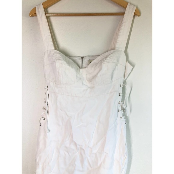 Nicholas Christina Side Tie Mini Dress White Sweetheart Neckline Sheath US 6 - Picture 6 of 13
